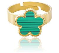 Bague trèfle à cinq feuilles plaquée or pour femme, bijou porte-bonheur, bagues porte-bonheur à porter au quotidien. (L)
