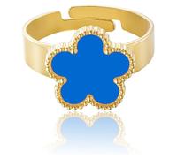 Bague trèfle à cinq feuilles plaquée or pour femme, bijou porte-bonheur, bagues porte-bonheur à porter au quotidien. (H)