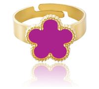 Bague trèfle à cinq feuilles plaquée or pour femme, bijou porte-bonheur, bagues porte-bonheur à porter au quotidien. (F)