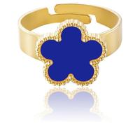 Bague trèfle à cinq feuilles plaquée or pour femme, bijou porte-bonheur, bagues porte-bonheur à porter au quotidien. (I)