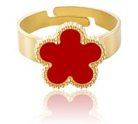 Bague trèfle à cinq feuilles plaquée or pour femme, bijou porte-bonheur, bagues porte-bonheur à porter au quotidien. (E)