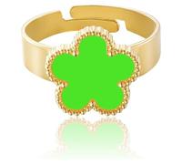 Bague trèfle à cinq feuilles plaquée or pour femme, bijou porte-bonheur, bagues porte-bonheur à porter au quotidien. (A)