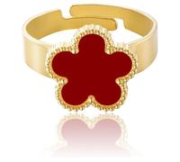 Bague trèfle à cinq feuilles plaquée or pour femme, bijou porte-bonheur, bagues porte-bonheur à porter au quotidien. (J)