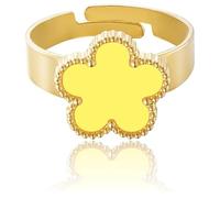 Bague trèfle à cinq feuilles plaquée or pour femme, bijou porte-bonheur, bagues porte-bonheur à porter au quotidien. (B)