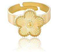 Bague trèfle à cinq feuilles plaquée or pour femme, bijou porte-bonheur, bagues porte-bonheur à porter au quotidien. (K)
