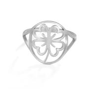 Bague trèfle vert porte-bonheur Bague trèfle à quatre feuilles porte-bonheur Bijoux d'amitié avec nœud celtique Accessoires pour la Saint-Patrick Cadeau irlandais pour femmes (Argent, 8(US))