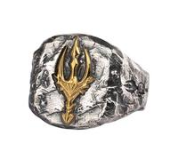 Bague Trident PoséIdon en Argent 925 - Bijou de la Mythologie Grecque pour Homme, Bague Ajustable Guerrier des Glaces, Cadeau Unisexe Sur le Thème de L'Océan