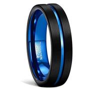 Bague Tungstène Carbide Unisexe 4/6/8mm, Bague Large Simple Taille 47 à 67 | Alliance de Promesse Brossé, avec Groove