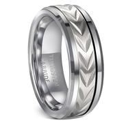 Bague Tungstène Homme 8mm, Bague Rotative Anti-Stress Épi de Blé Taille 62