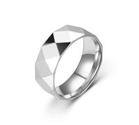 Bague unisexe en acier inoxydable de 8 mm, style gothique punk, avec un motif simple en forme de diamant.