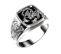 Bague unisexe en alliage sculptée avec motif scorpion, style chevalière.