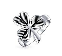 Bague Unisexe En Argent Sterling .925 Avec Un Trèfle Irlandais Celtique De La Saint-Patrick Pour Hommes Et Femmes Porte-Bonheur Et Antique Oxydé