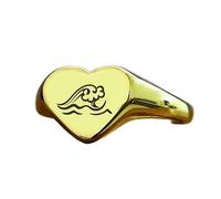 Bague vague de surfeur en forme de cœur | Argent sterling 925 plaqué or | Bijou cadeau, chevalière style vintage, bijou hypoallergénique fait main | LK_PDR_01585_9