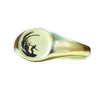 Bague vague de surfeur ronde | Argent sterling 925 plaqué or | Bijou cadeau, chevalière style vintage, bijou hypoallergénique fait main | LK_PDR_01904_5