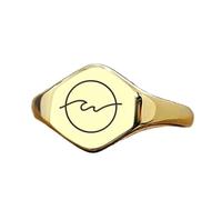 Bague vague gravée, forme hexagonale | Argent sterling 925 plaqué or | Bijou cadeau, chevalière style vintage, bijou hypoallergénique fait main | LK_PDR_01584