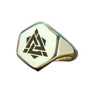 Bague Valknut hexagonale | Argent sterling 925 plaqué argent | Bijou cadeau, chevalière style vintage, bijou hypoallergénique fait main | LK_PDR_01793_8.5
