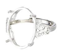 Bague vierge en argent sterling 925, réglage de la bague de base réglable pour la fabrication bijoux, réglage cabochon minimaliste pour pierres précieuses, agate, jade - unisexe 12 x 16