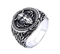 Bague Viking Odin Warrior Noeud Celtique Pour Homme - Chevalière Ronde Vintage en Acier Inoxydable Nordique - Mode Unisexe Hip Hop Cocktail Bague Biker Bijoux Cadeau
