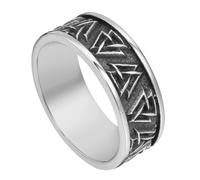 Bague Viking Valknut - Hommes Femmes Nordic Stainless Steel Odin Symbol Triangle Ring - Fait À la Main Poli Métal Vintage Rue Pirate Bague Déclaration Bijoux Taille 7-12(10)