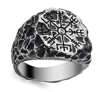 Bague viking WESTMIAJW pour hommes, bague nordique viking loup/corbeau/boussole/arbre de vie, bijou pour hommes, taille Q/S / T1/2 / V1/2 / Y/Z+1, Acier inoxydable