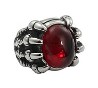 Bague vintage en acier inoxydable - 21 mm - Avec griffes de dragon - Avec pierre rouge - Cadeau pour homme, Größe 60 (19.1), Acier inoxydable, No Gemstone