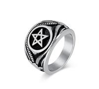 Bague vintage en acier inoxydable pour homme avec pentagramme et personnalité unique