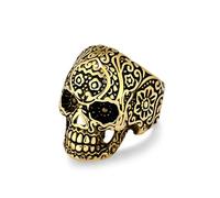 Bague vintage en acier inoxydable tête de mort pour homme, HIOHOP tête fantôme bijoux faits à la main en acier titane