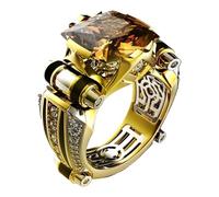 Bague vintage en zircon pour homme - Bague large en zircon - Outil de décoration élégant et luxueux pour la Saint-Valentin, les mariages, les rendez-vous, les fêtes, les anniversaires, A, Cuivre +