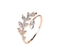 Bague vintage géométrique en argent 925, ajustable, ornée d'une feuille d'olivier et d'une branche d'olivier.
