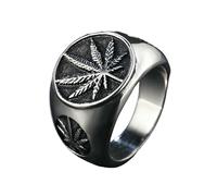 Bague vintage hip-hop en acier titane pour homme, bijou tendance, style feuille d'érable