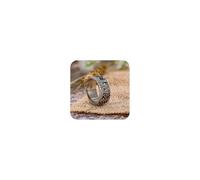 Bague vintage plaquée argent sterling 925 avec emblème dollar gravé double face pour homme et femme - Bague gothique punk faite à la main - Large ailes d'ange pour homme et femme - Taille 10#