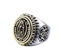 Bague vintage Sainte Marie en acier inoxydable coulée Bijoux pour hommes