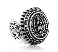 Bague vintage Sainte Marie en acier inoxydable coulée Bijoux pour hommes