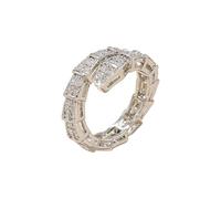 Bague vintage serpent pour femme, oxyde de zirconium et strass, bague ouverte réglable, bague circulaire en forme d'os de serpent, accessoire de bijoux tendance pour anniversaire/mariage, cadeau