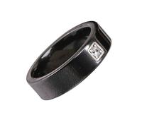 Bague vintage simple et unique en céramique de 6 mm avec oxyde de zirconium blanc/noir, bijou tendance pour femmes et hommes