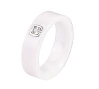 Bague vintage simple et unique en céramique de 6 mm avec oxyde de zirconium blanc/noir, bijou tendance pour femmes et hommes