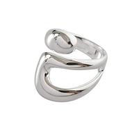 Bague vintage unique en argent sterling 925, ornée d'une croix irrégulière et d'une goutte d'eau ajourée, pour femme ou fille.