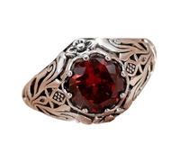 Bague vintage unisexe avec zircon rouge avec bords punk, bague en alliage léger pour un usage quotidien, taille 7 gothique, punk, alliance pour couples