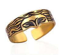 Bague vintage Venus Demi visage pour homme et femme en acier inoxydable réglable ouverte Bague empilable Bijoux grecs (Argent)