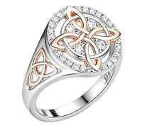 Bague Witches Knot bicolore, anneau de protection de sorcière avec détail or rose, design de nœud en argent pour petite amie, femme, cadeaux pour la Saint-Valentin, Nouvel An, Fête des Mères