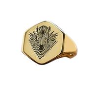 Bague zèbre du zodiaque, forme hexagonale | Argent sterling 925 plaqué or | Bijou cadeau, chevalière style vintage, bijou hypoallergénique fait main | LK_PDR_01133_7.5