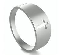 Bague ZENSE - ZR0180 - Homme - Acier argenté avec croix latine découpée - Casual - Largeur 0,2 à 1 cm 64
