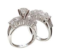 Bague Zircon Blanc Tempérament Femme Incrusté Mode Bague Bijoux Six - Bagues Mignonnes Couples, 10, (Métal), Aucune pierre précieuse