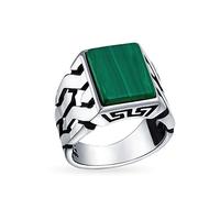 Bagues À Maillons Cubains En Pierres Précieuses Bagues À Maillons Rectangulaires En Malachite Créée Pour Hommes En Argent Sterling 925 Fait Main En Turquie