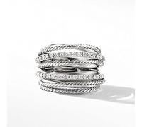 Bagues à Plusieurs rangées de Couleur Argent Brillant CZ métallique OL Style Bureau Dame bagues polyvalentes pour Les Femmes Bijoux de Mode