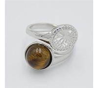 Bagues Ajustables, Argent Arbre De Vie Gravure Ajourée Bagues Ajustables Circulaire Oeil De Tigre Pierre Anneaux Ouverts Reiki Pierres Précieuses Bijoux Pour Femmes Fille Bijoux De Mariage Cadeau