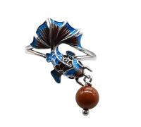 Bagues ajustables en argent sterling 925 avec agate rouge cloisonnée Koi, bijoux simples et uniques pour filles et femmes