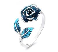 Bagues ajustables for femmes, bagues ouvertes en argent, bague ajustable en argent sterling à motif floral de style cour vintage, bague élégante en argent sterling S925 for femme(12)