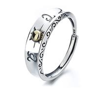 Bagues ajustables for femmes, bagues ouvertes en argent, bague ouverte ajustable en argent sterling avec rune solaire, bague élégante en argent sterling S925 for femme(11)
