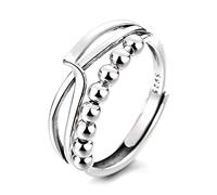 Bagues ajustables for femmes, bagues ouvertes en argent, bague ouverte en argent sterling avec perles rondes irrégulières, bague élégante en argent sterling S925 for femmes(9)